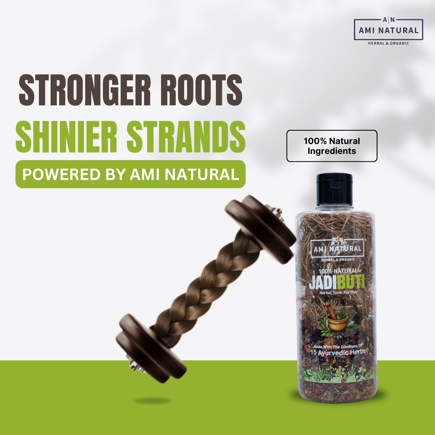 Ami Natural Jadibuti Herbal Tonic for Hair Growth | 15 Ayurvedic Herbs | 100g | Ayurvedic Hair Oil