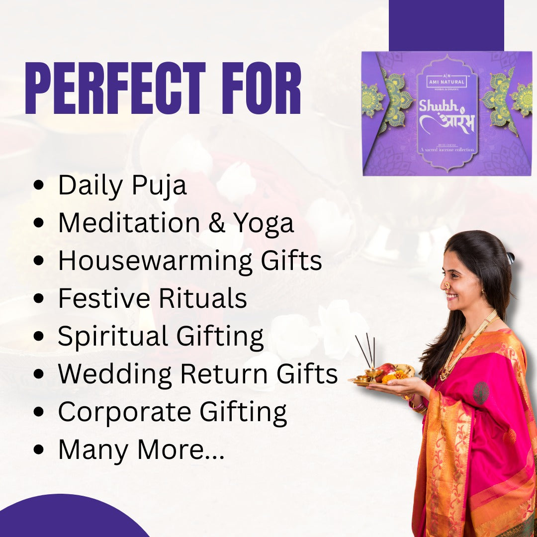 Shubh Arambh Luxury 68 Premium IncenseSticks Gift Box | Ayurvedic Formula | Pure, Chemical-Free Dhoop Sticks