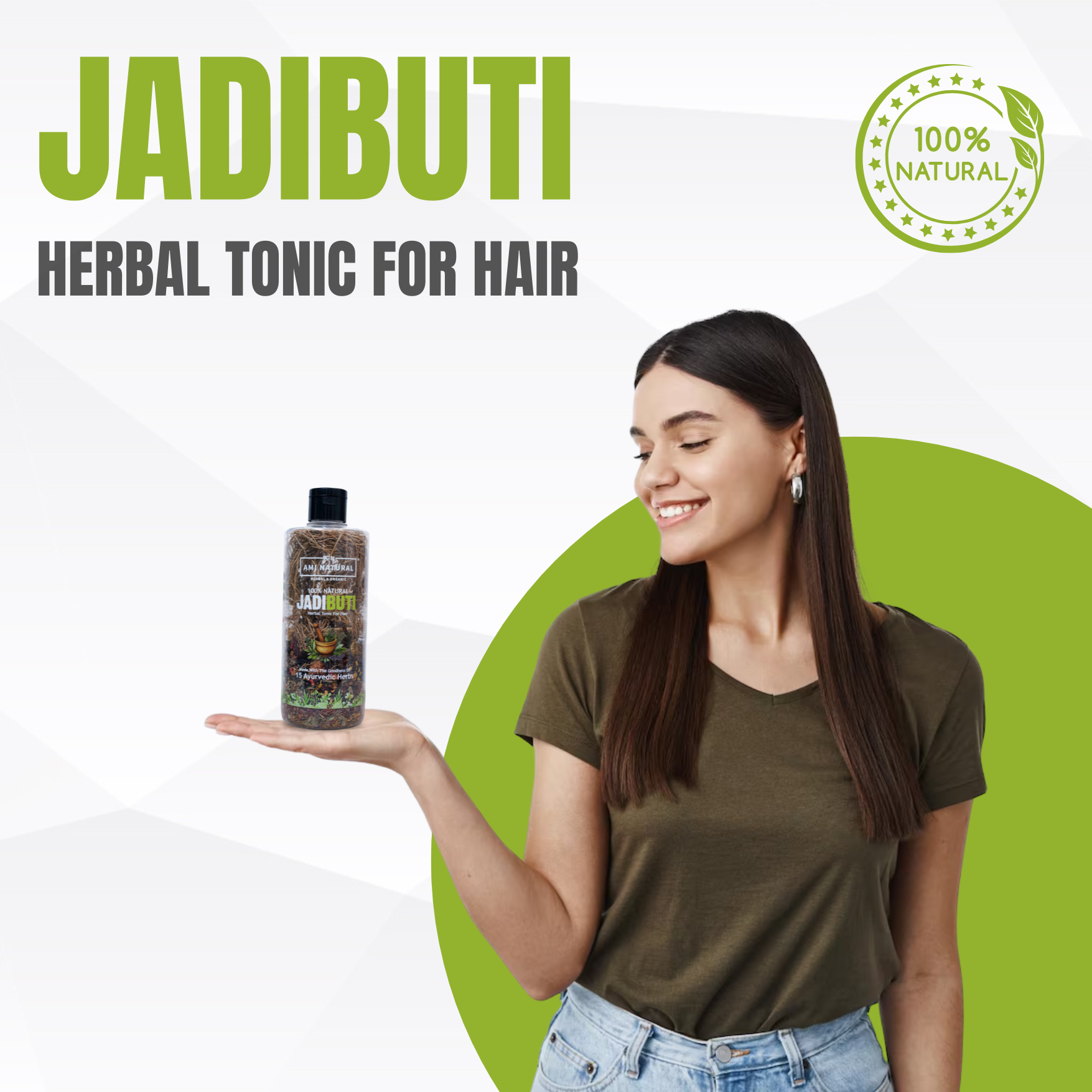 Ami Natural Jadibuti Herbal Tonic for Hair Growth | 15 Ayurvedic Herbs | 100g | Ayurvedic Hair Oil