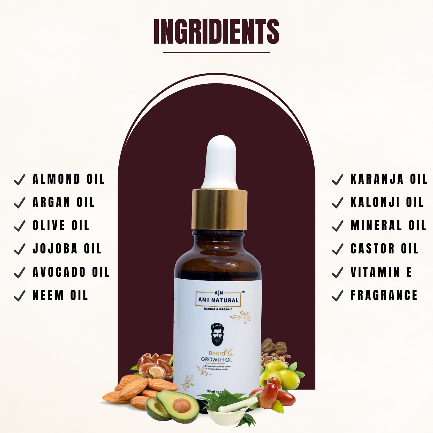 Beard Oil Infused with 12 Essential Oils and Vitamin E | Promotes Facial Hair Growth