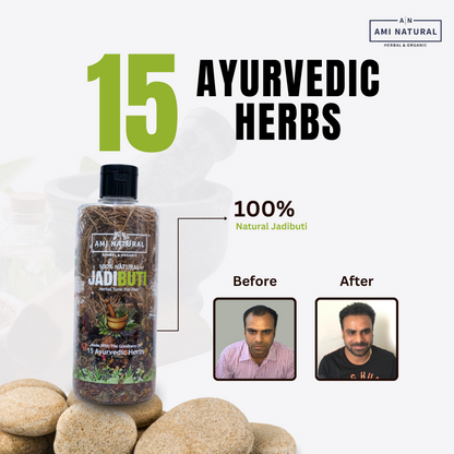 Ami Natural Jadibuti Herbal Tonic for Strong and Healthy Hair | DIY HairOil with Dry Mix of 15 Ayurvedic Herbs | 100g