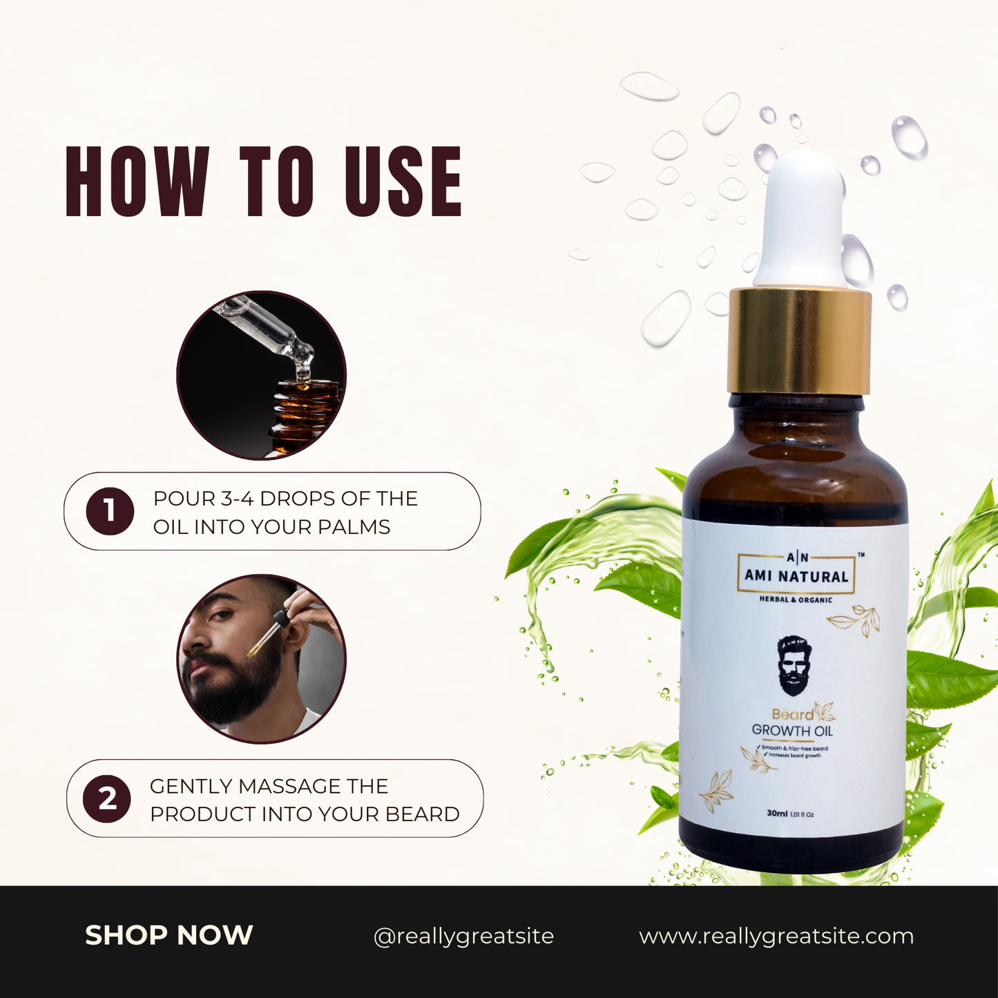 Beard Oil Infused with 12 Essential Oils and Vitamin E | Promotes Facial Hair Growth