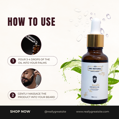 Beard Oil Infused with 12 Essential Oils and Vitamin E | Promotes Facial Hair Growth