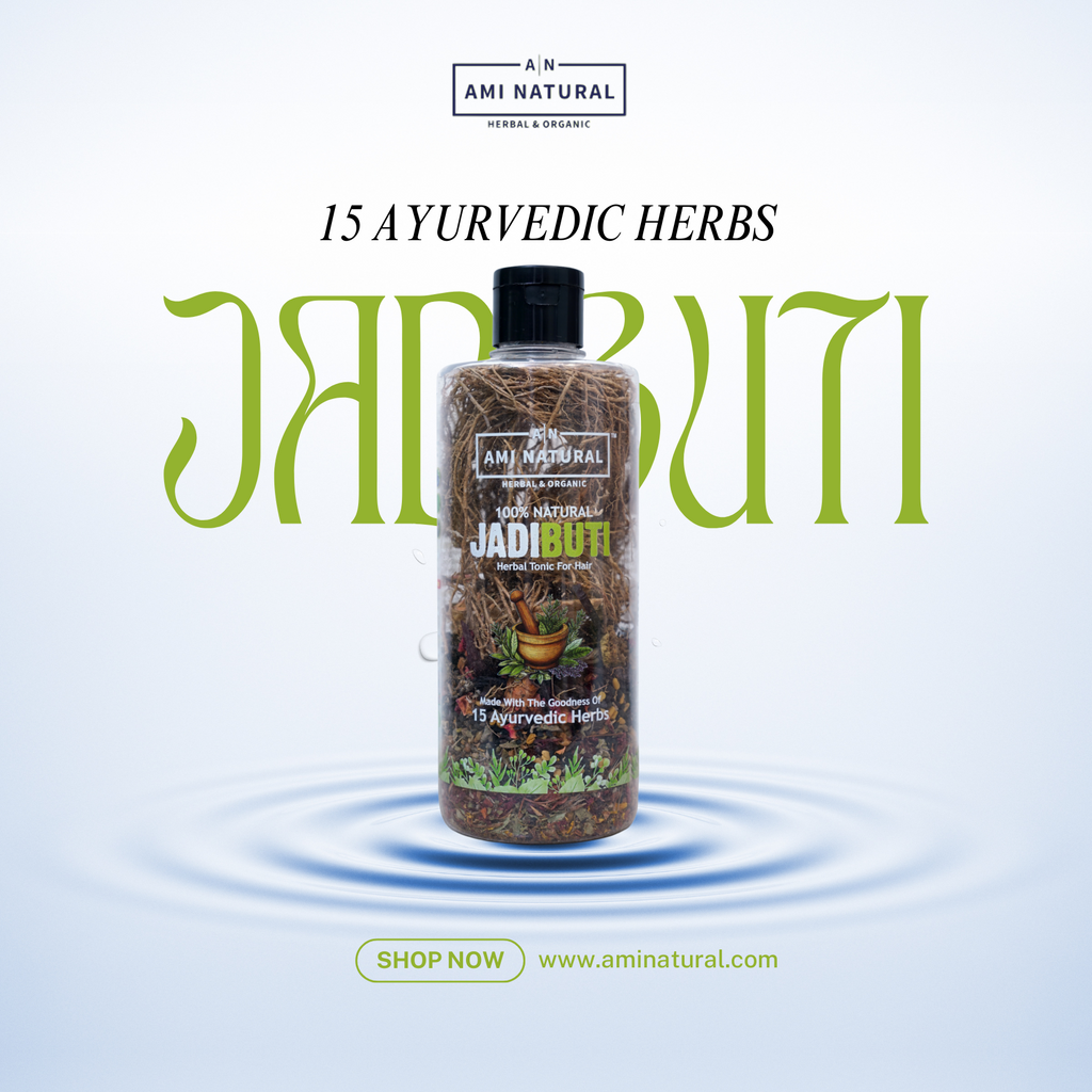Ami Natural Jadibuti Herbal Tonic for Hair Growth | 15 Ayurvedic Herbs | 100g | Ayurvedic Hair Oil