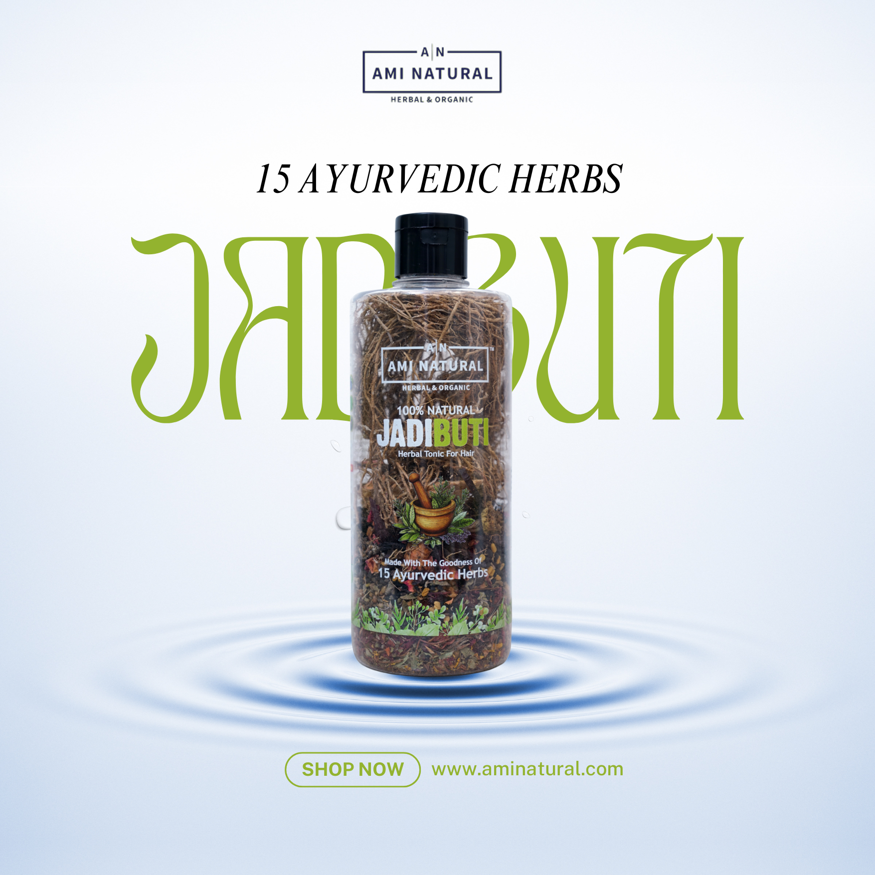 Ayurvedic Hair Growth Combo Pack – Jadibuti Tonic 100Gm + Pure Coconut Oil 500Gm | Ami Natural