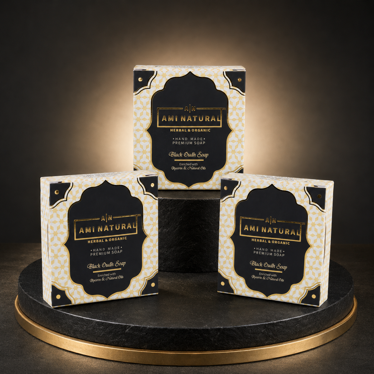 AMI NATURAL BLACK OUDH SOAP (PACK OF 3)