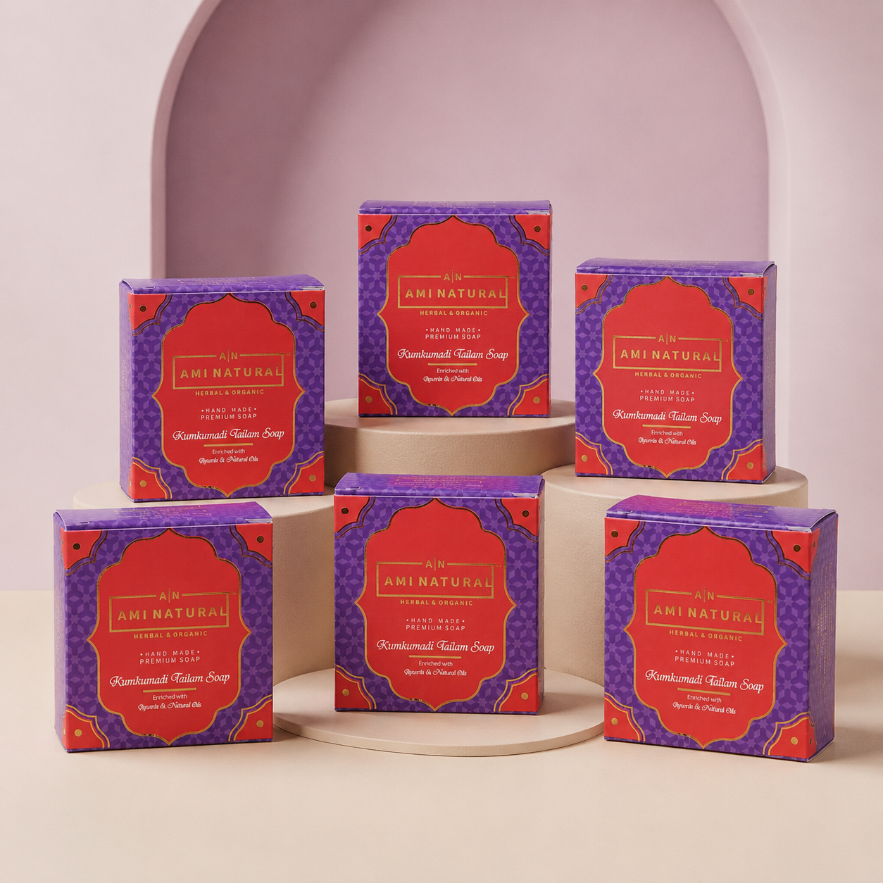 AMI NATURAL KUMKUMADI TAILAM SOAP (PACK OF 6)