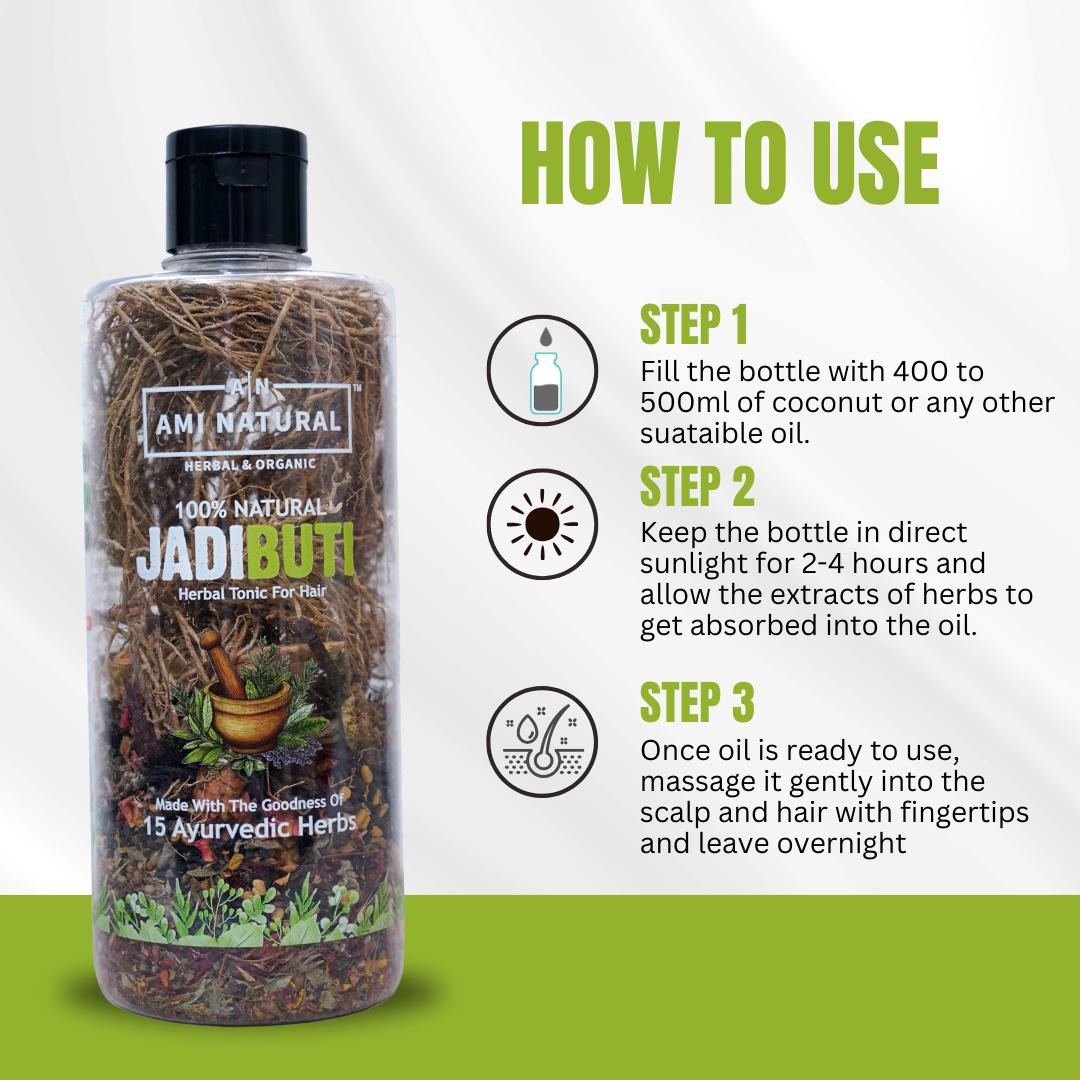 Ami Natural Jadibuti Herbal Tonic for Strong and Healthy Hair | DIY HairOil with Dry Mix of 15 Ayurvedic Herbs | 100g