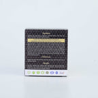 Ami Natural Activated Charcoal Soap box showing ingredients and benefits on a black patterned background with white and yellow text