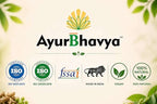 Beetroot Powder brand AyurBhavya logo with ISO certified, FSSAI approved, made in India, vegan, and 100% natural icons
